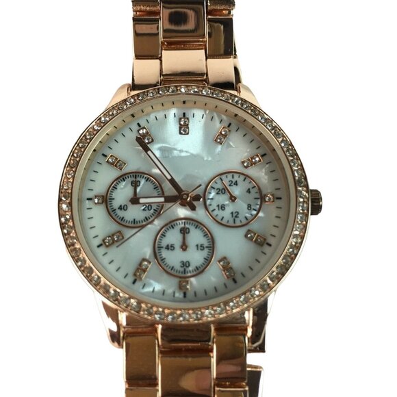 Womens Rose Gold Round Tone Watch Adjustable Band Multiple Hands u - Picture 2 of 7